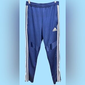 Adidas Men's Blue Track Pants with White Stripes